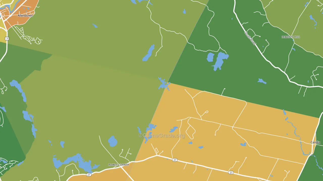 Leavitts Hill, NH Map of Theft Rates