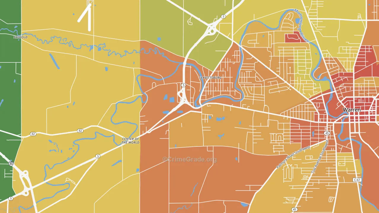 Leavittsburg, OH Map of Theft Rates