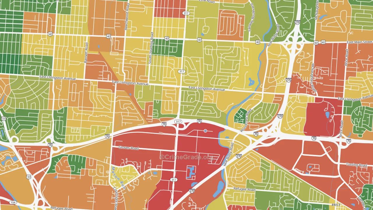Leawood, Columbus, OH Map of Theft Rates