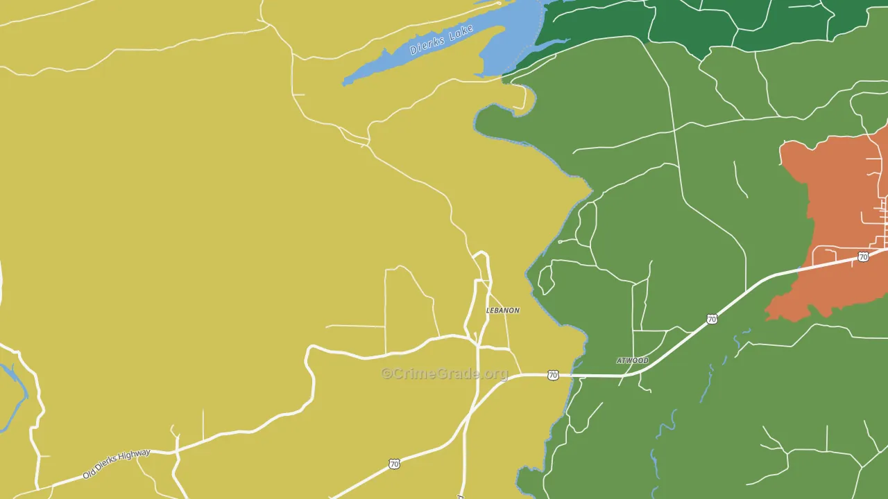 Lebanon, AR Map of Theft Rates