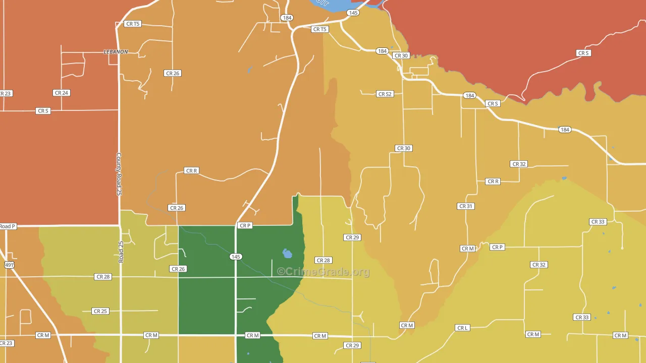 Lebanon, CO Map of Theft Rates