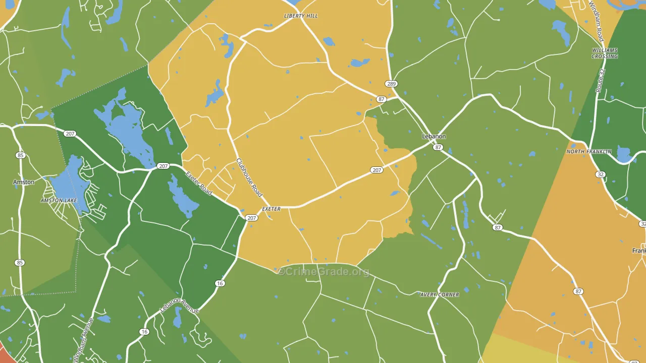 Lebanon, CT Map of Theft Rates