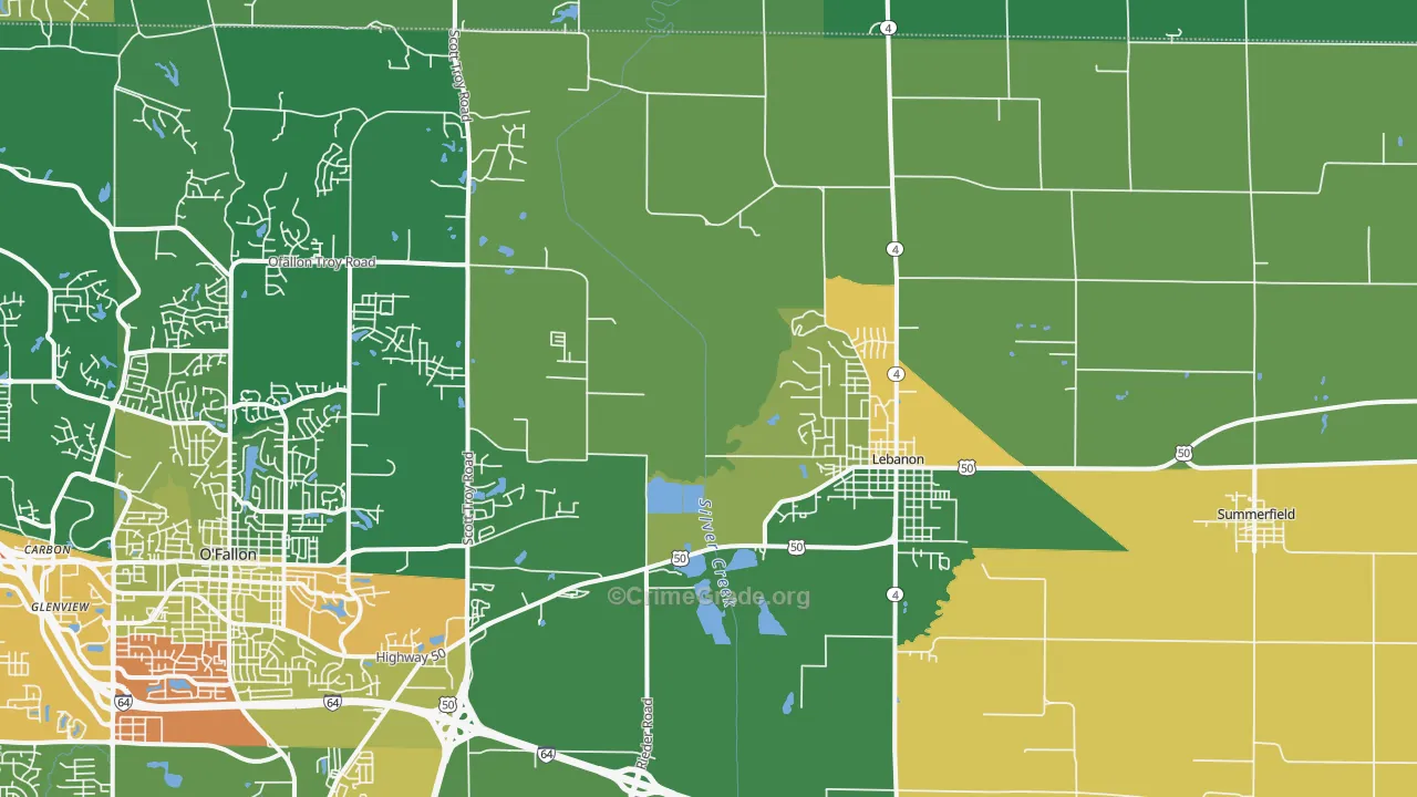 Lebanon, IL Map of Theft Rates