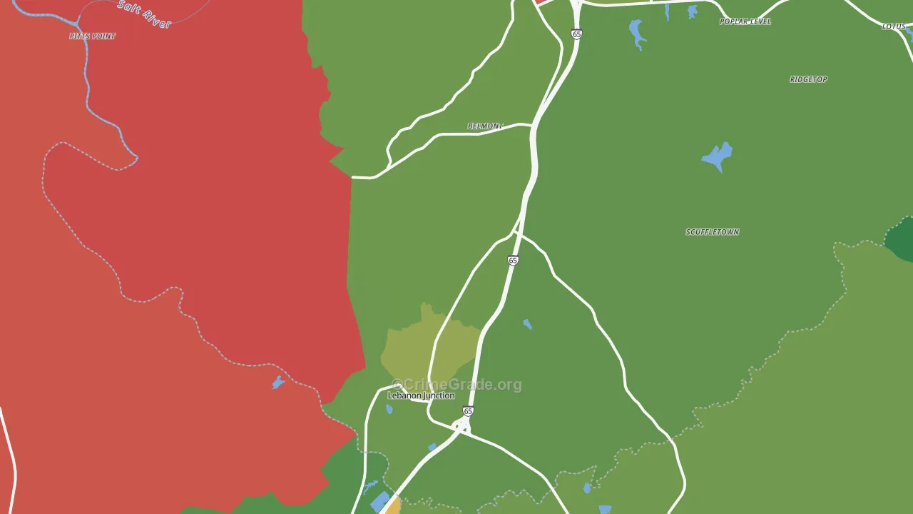 Lebanon Junction, KY Map of Theft Rates