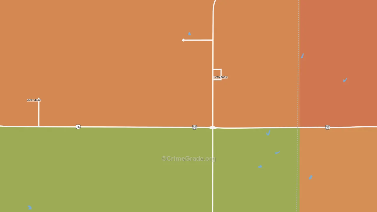 Lebanon, KS Map of Theft Rates
