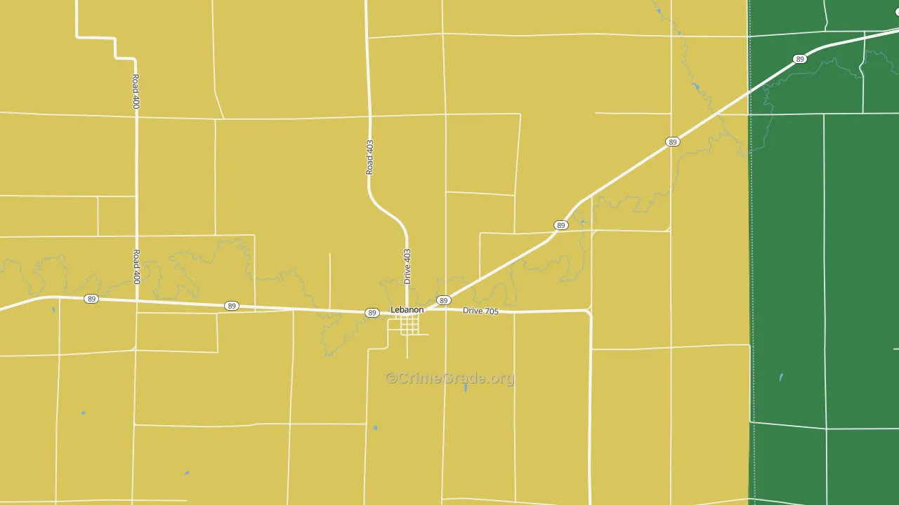 Lebanon, NE Map of Theft Rates