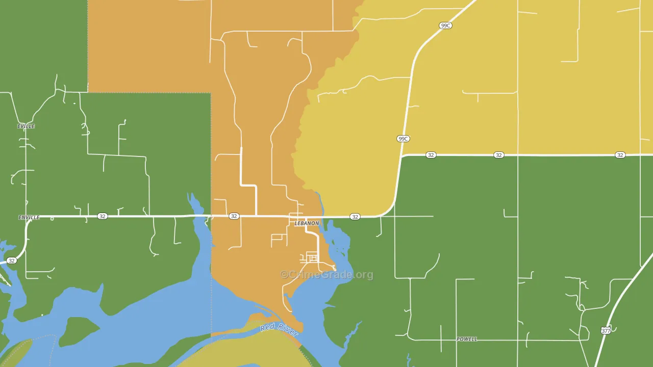 Lebanon, OK Map of Theft Rates