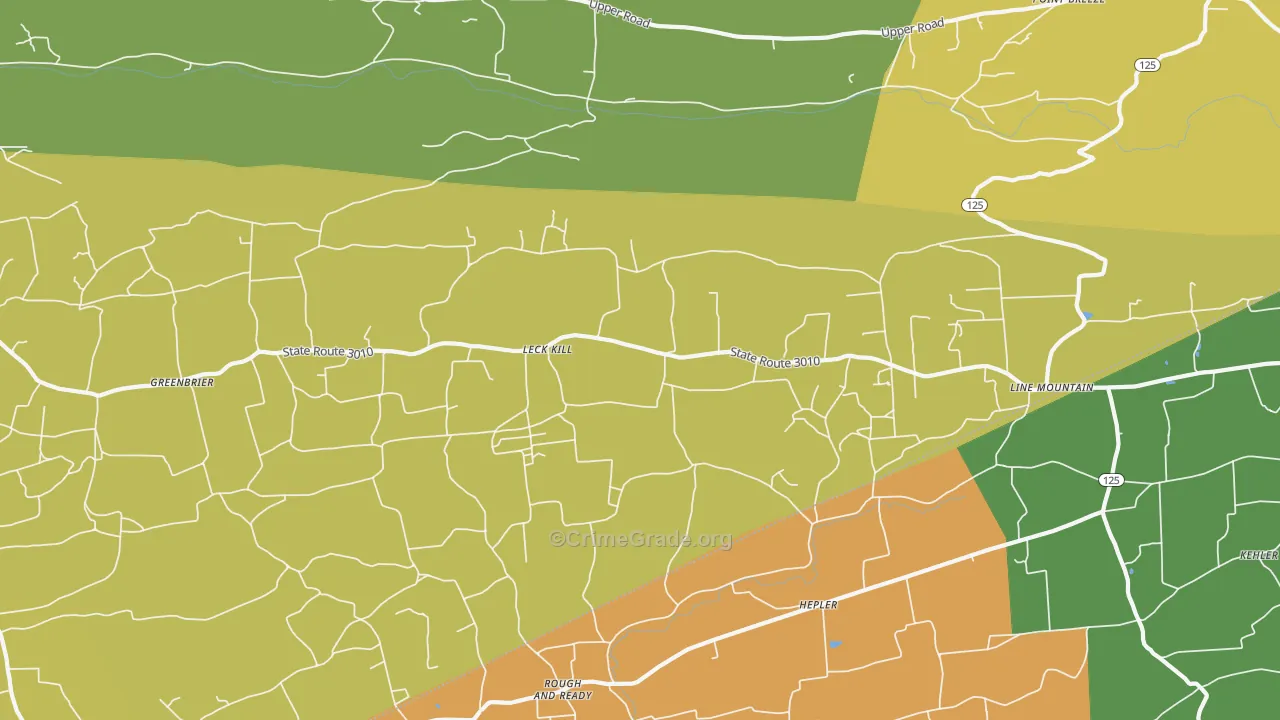 Leck Kill, PA Map of Theft Rates