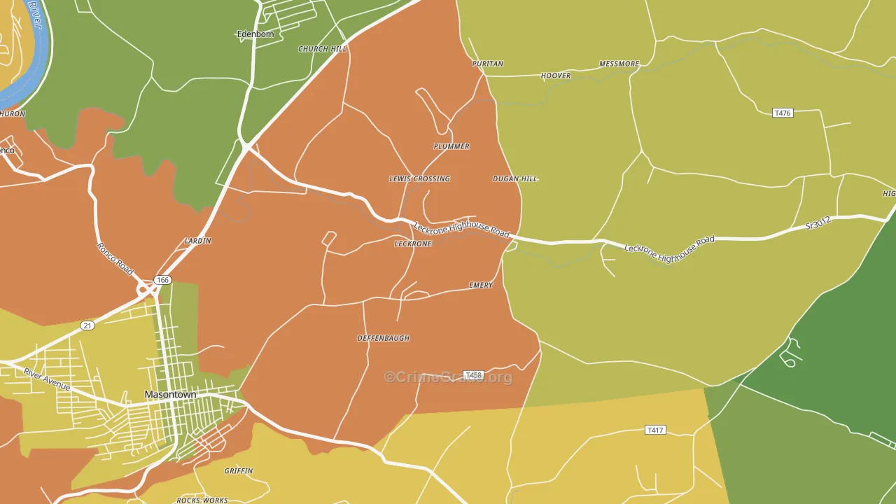 Leckrone, PA Map of Theft Rates