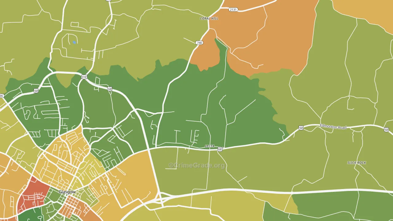 Lecta, KY Map of Theft Rates