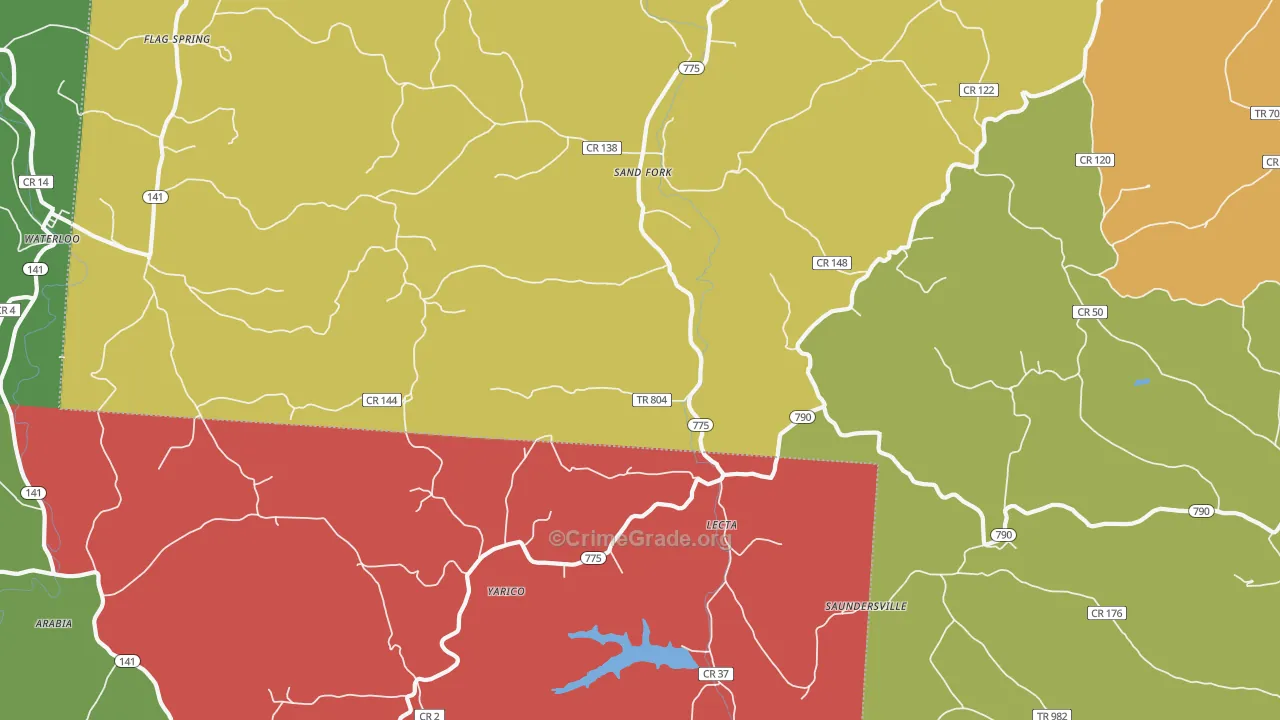 Lecta, OH Map of Theft Rates