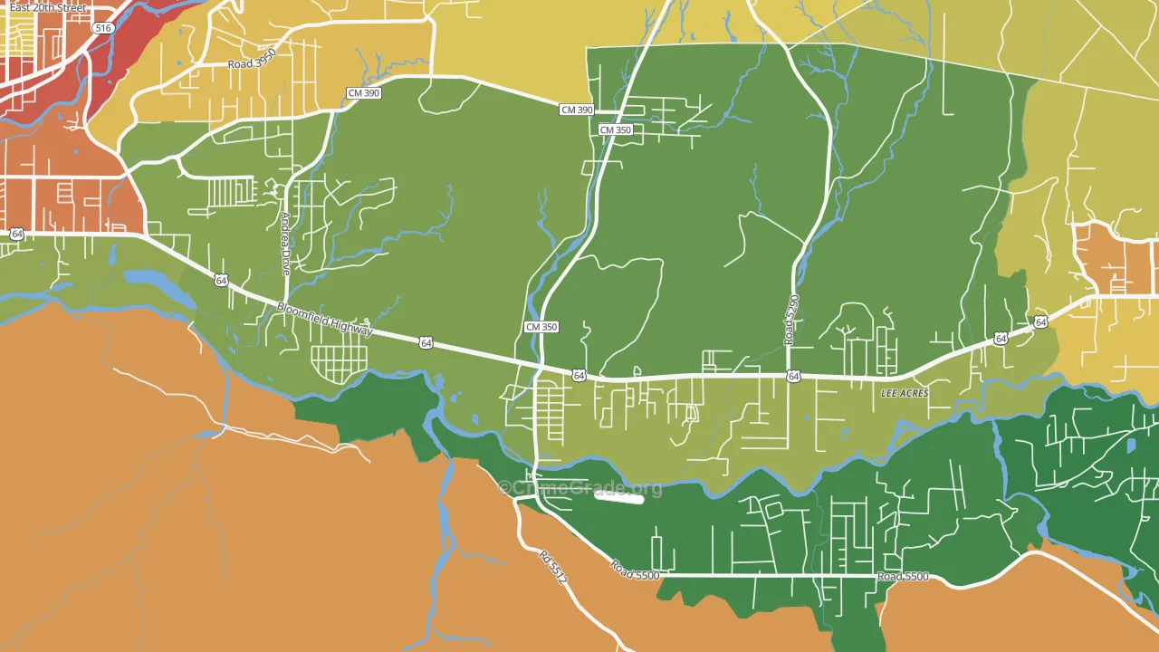 Lee Acres, NM Map of Theft Rates