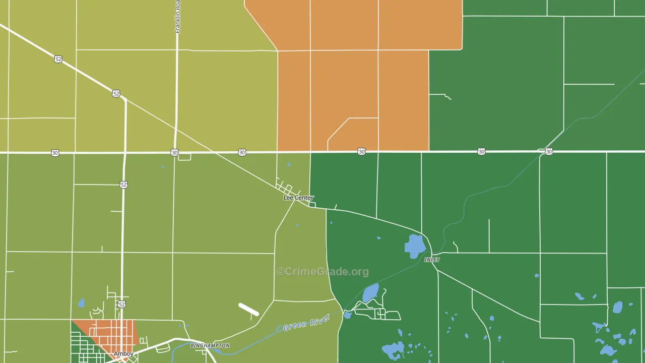 Lee Center, IL Map of Theft Rates