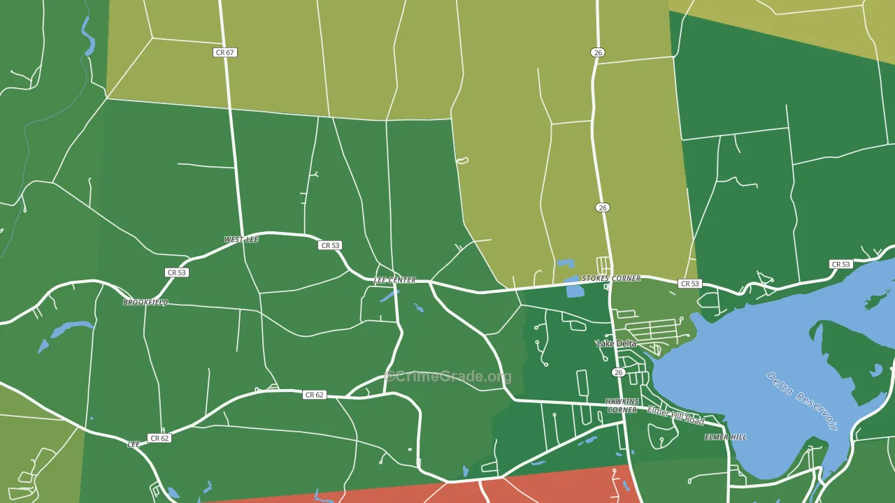 Lee Center, NY Map of Theft Rates