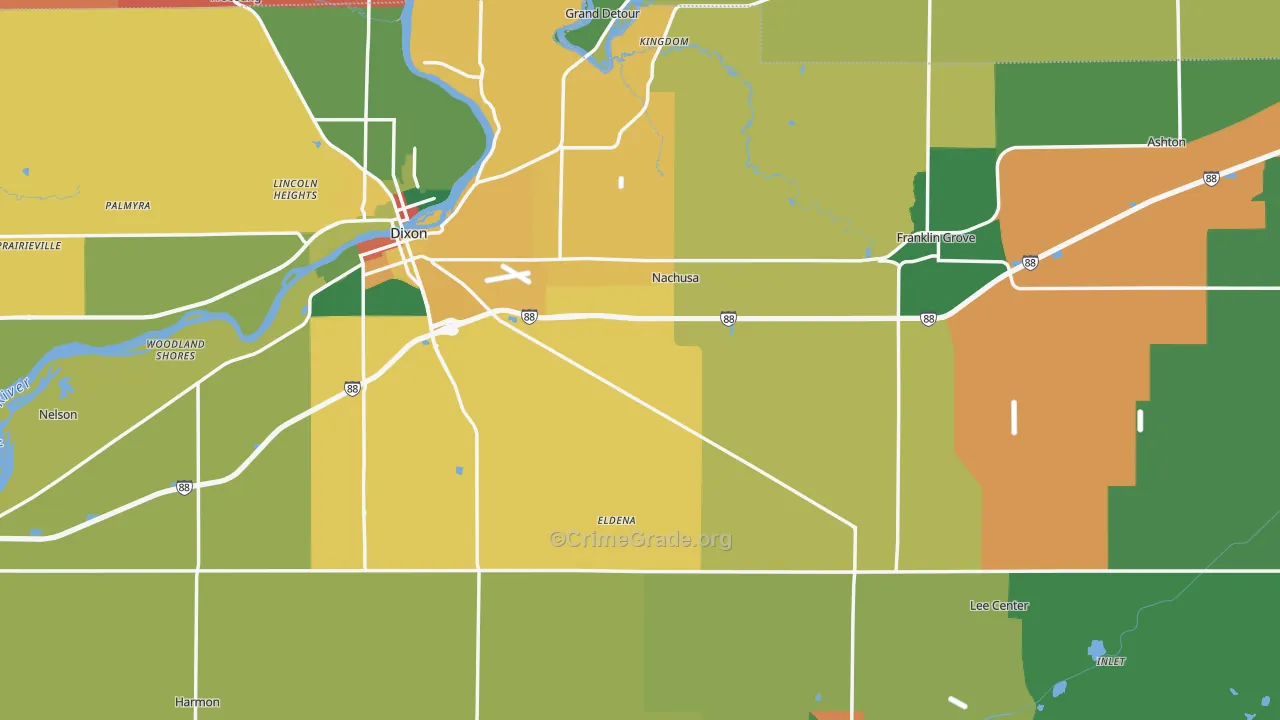 Lee County, IL Map of Theft Rates
