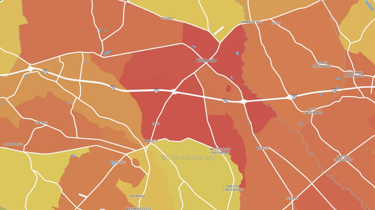 Lee County, SC Map of Theft Rates