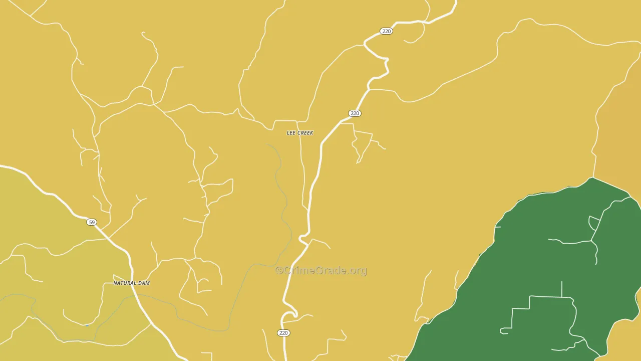 Lee Creek, AR Map of Theft Rates
