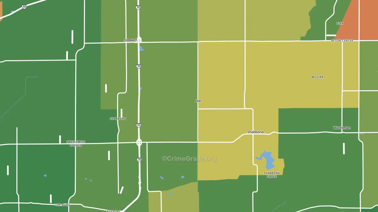 Lee, IL Map of Theft Rates