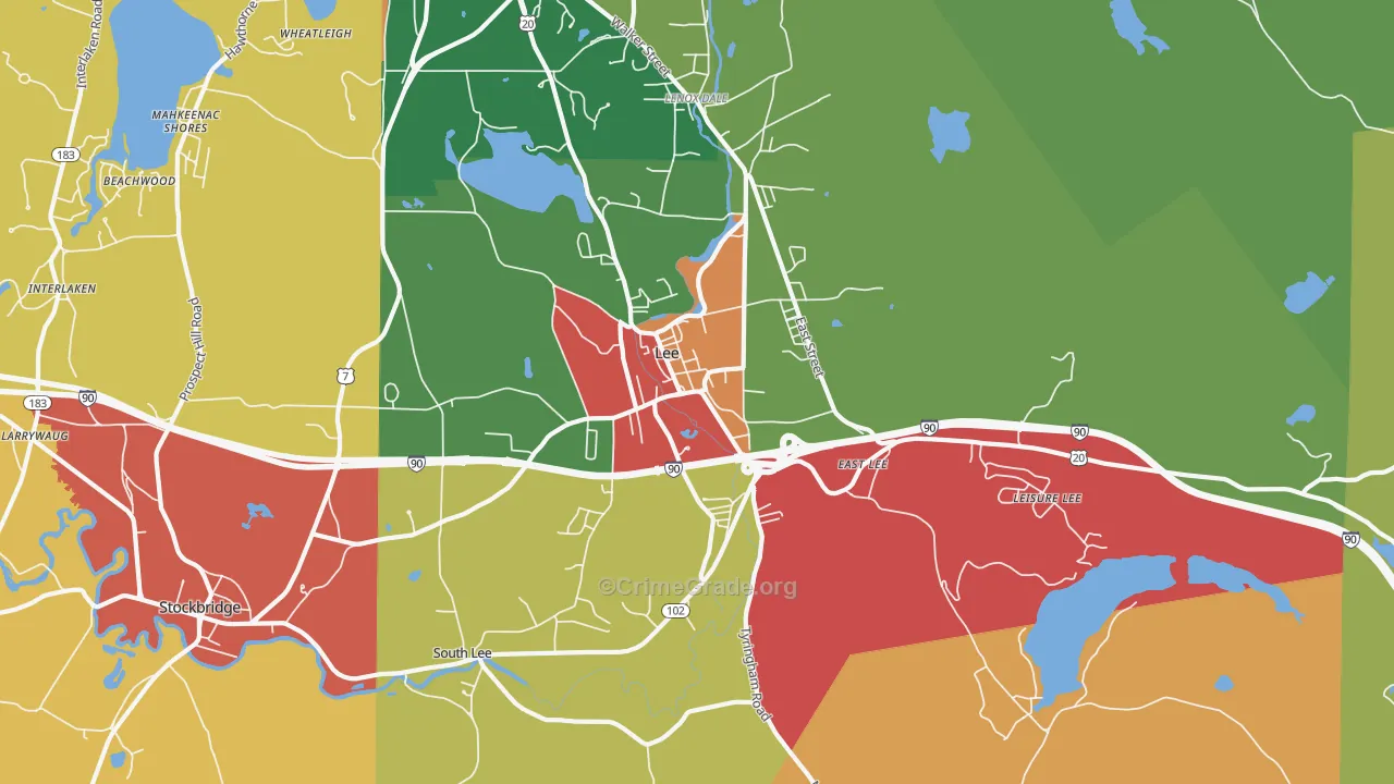Lee, MA Map of Theft Rates