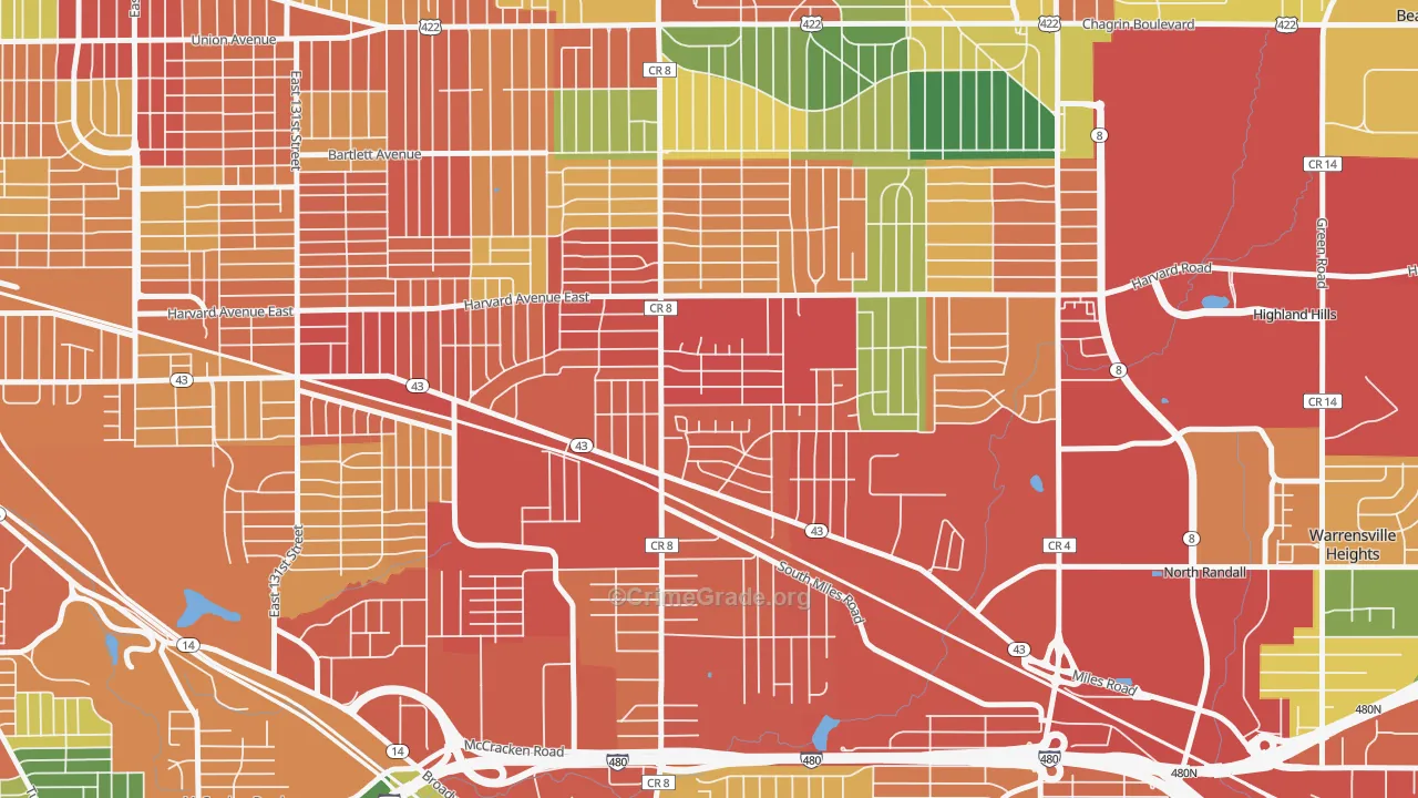 Lee-Miles, Cleveland, OH Map of Theft Rates