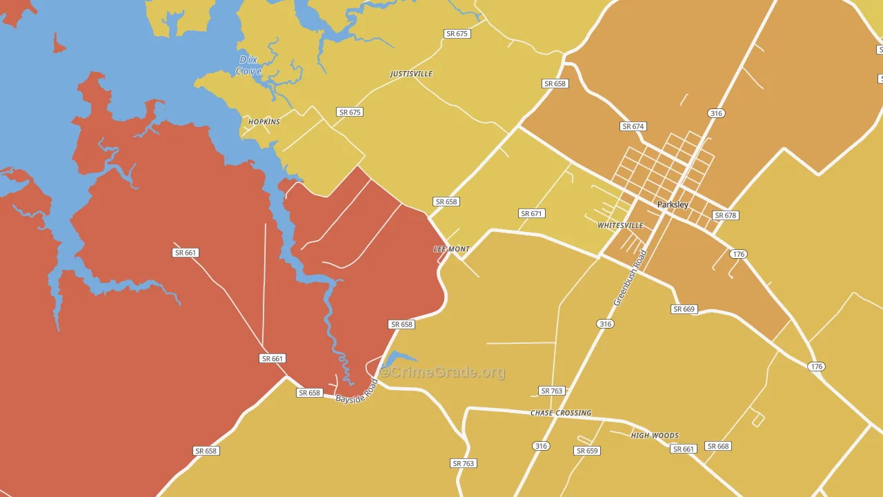 Lee Mont, VA Map of Theft Rates