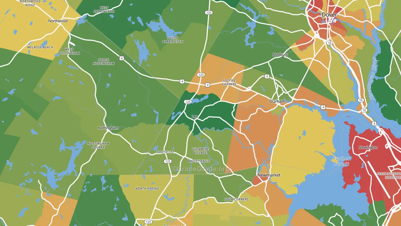 Lee, NH Map of Theft Rates