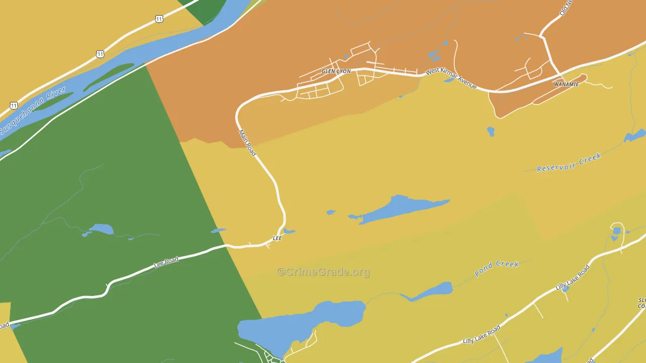 Lee, PA Map of Theft Rates
