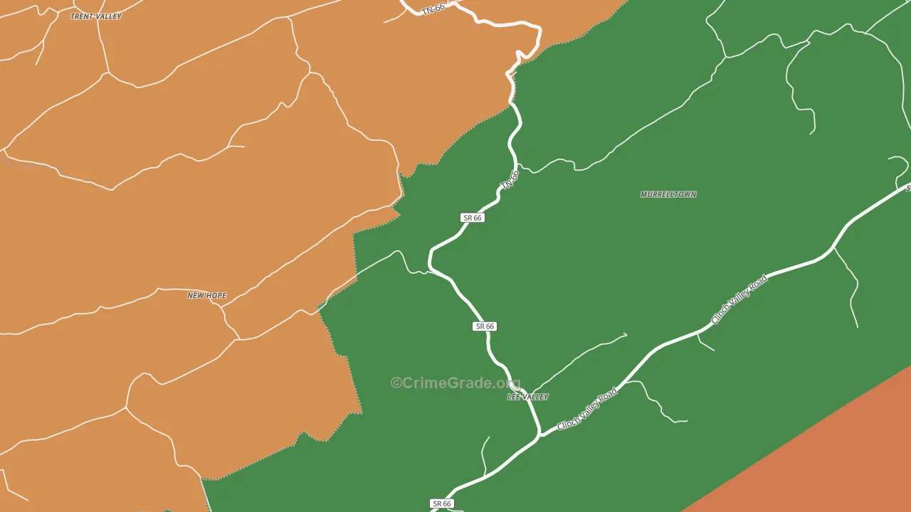 Lee Valley, TN Map of Theft Rates