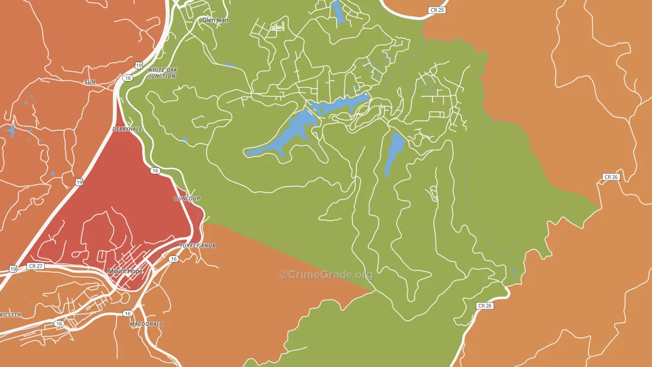 Lee, WV Map of Theft Rates