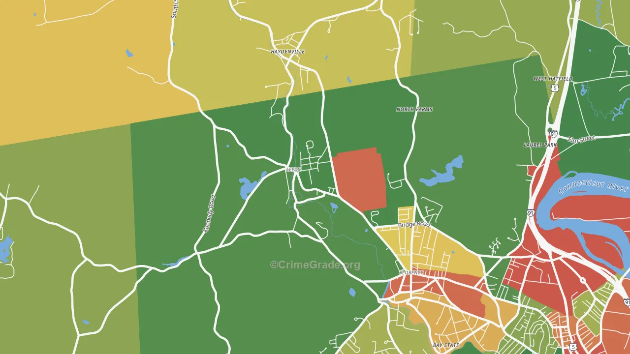 Leeds, MA Map of Theft Rates