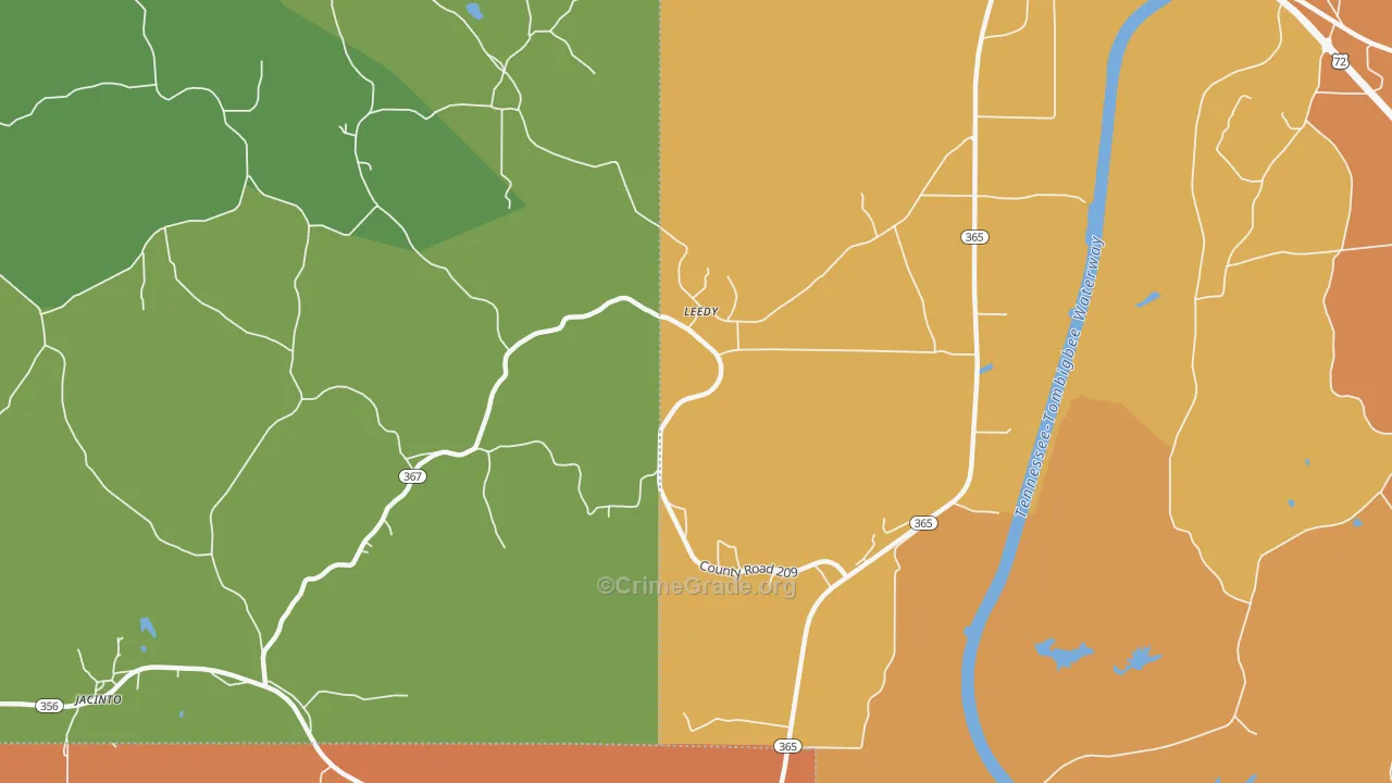 Leedy, MS Map of Theft Rates