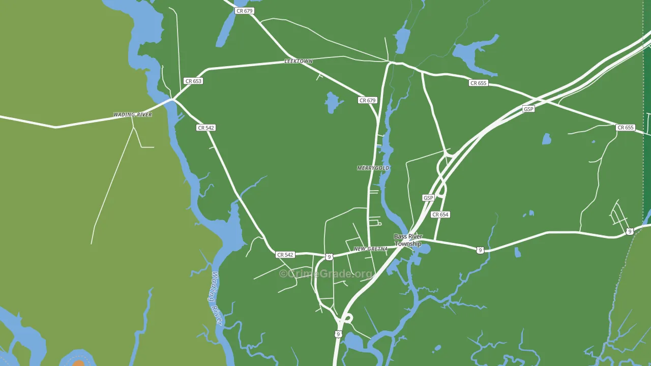 Leektown, NJ Map of Theft Rates