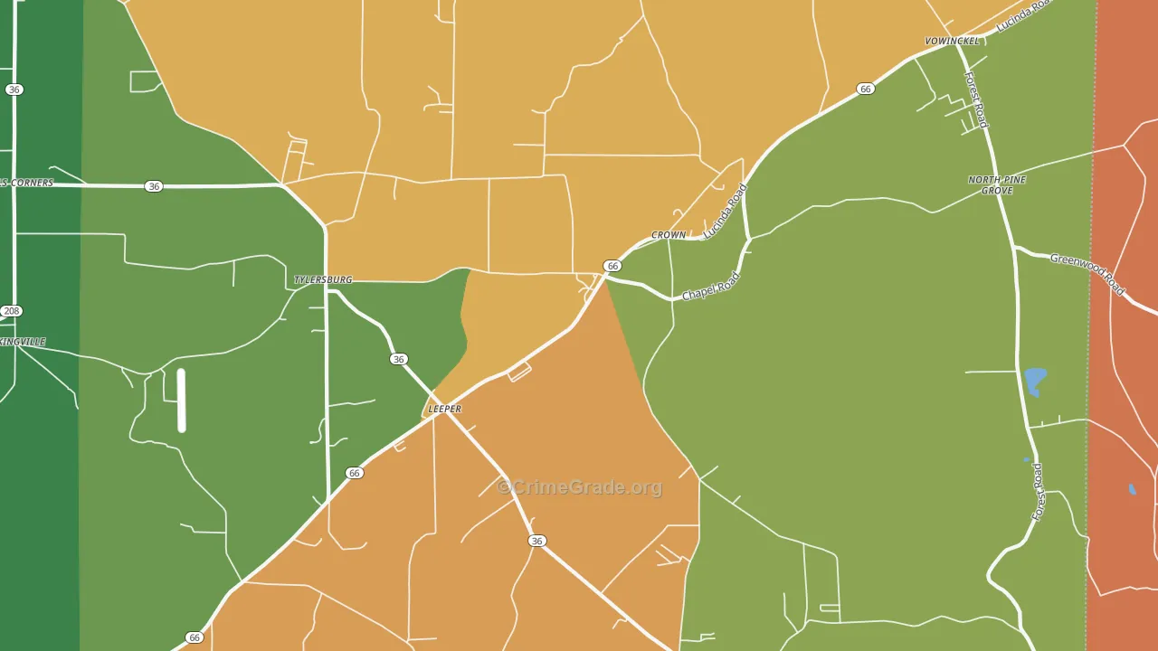 Leeper, PA Map of Theft Rates