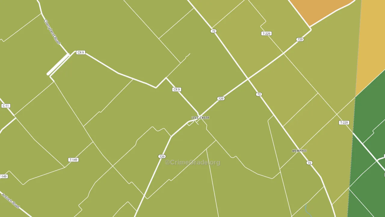 Lees Creek, OH Map of Theft Rates