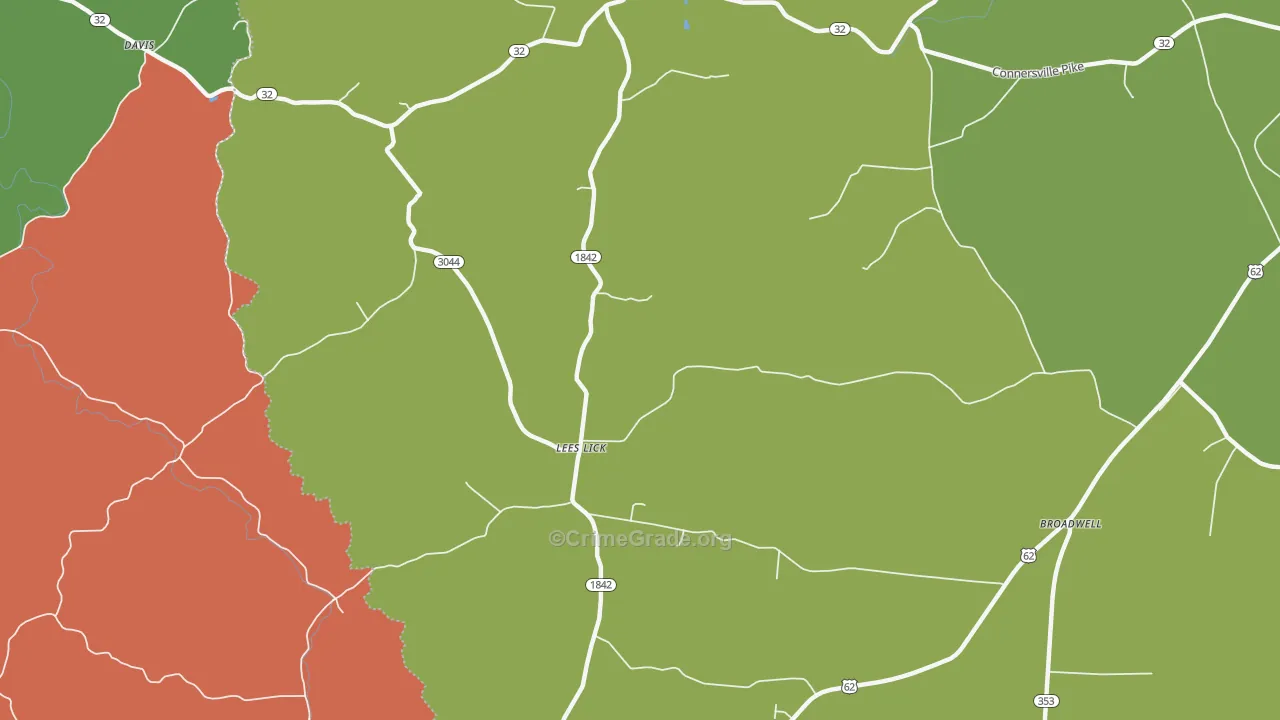 Lees Lick, KY Map of Theft Rates