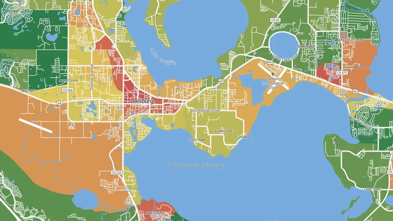 Leesburg, FL Map of Theft Rates