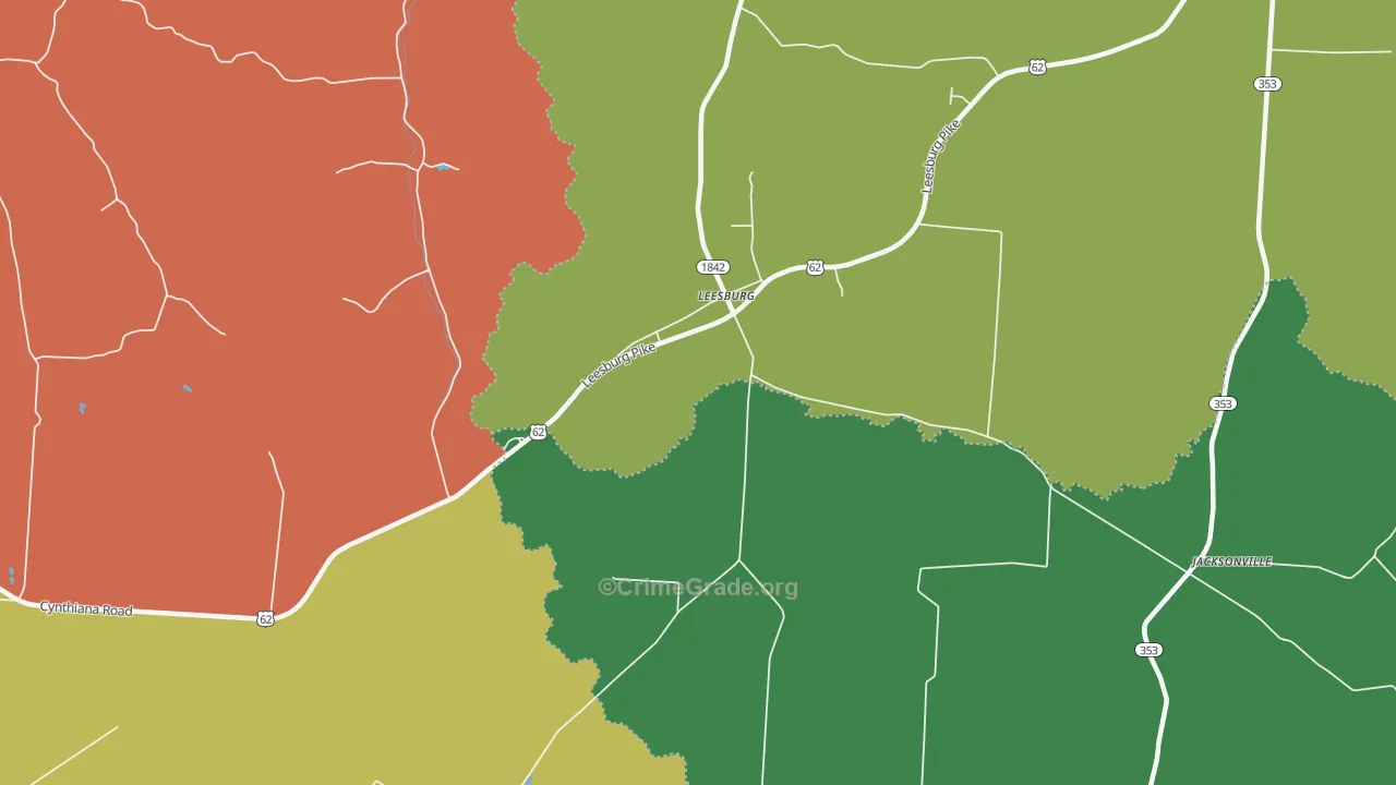 Leesburg, KY Map of Theft Rates