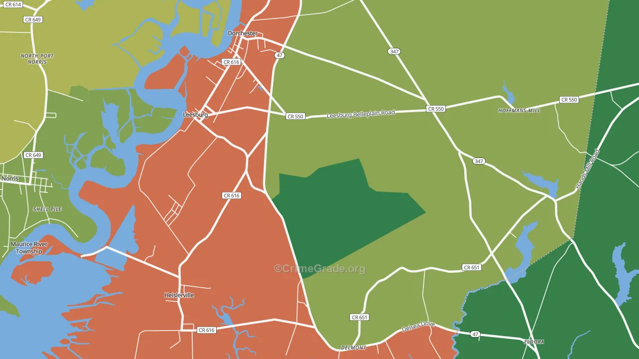 Leesburg, NJ Map of Theft Rates
