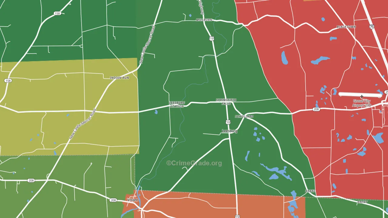 Leesburg, PA Map of Theft Rates