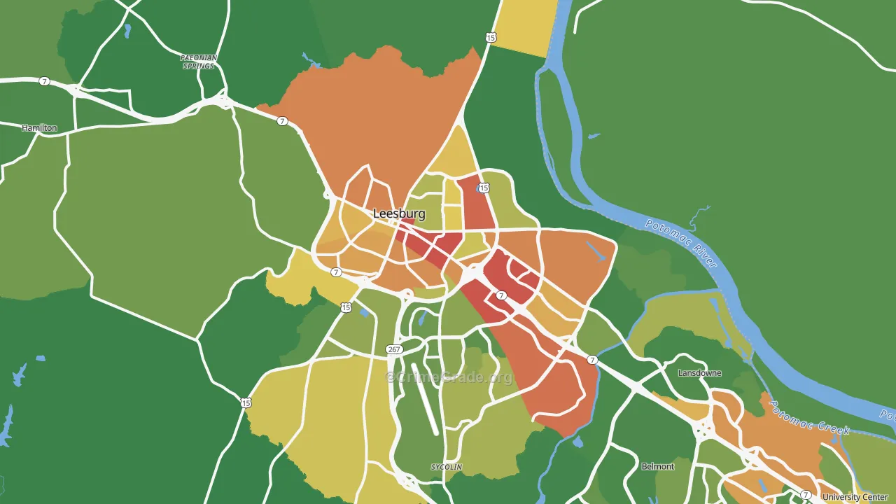 Leesburg, VA Map of Theft Rates