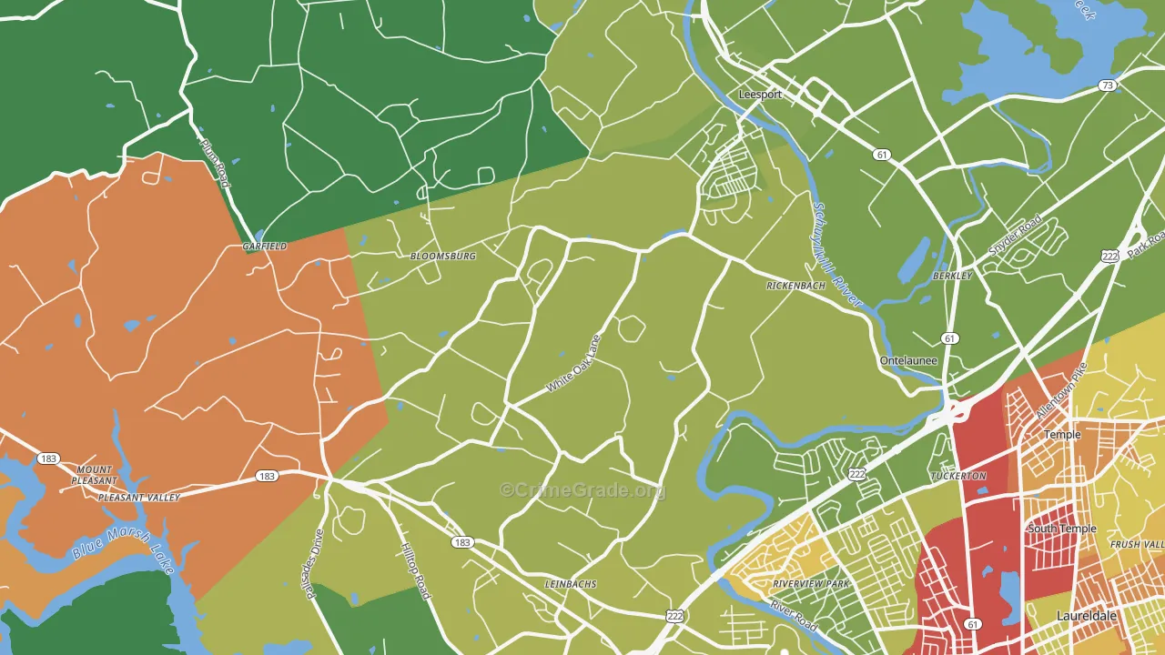 Leesport, PA Map of Theft Rates