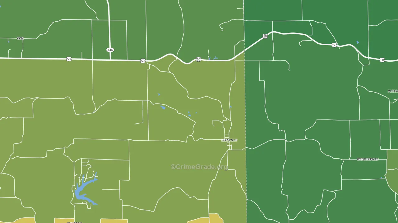 Leesville, IN Map of Theft Rates