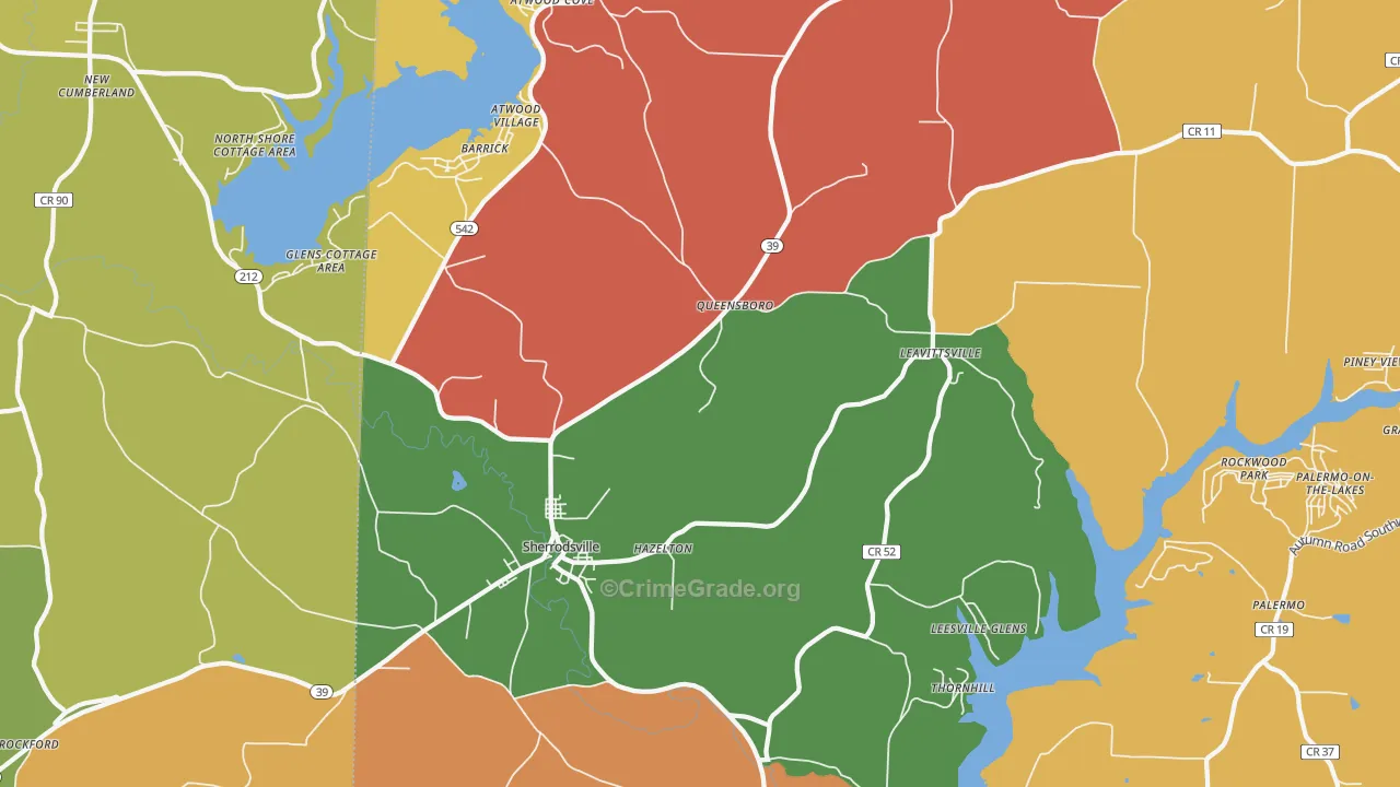 Leesville, OH Map of Theft Rates