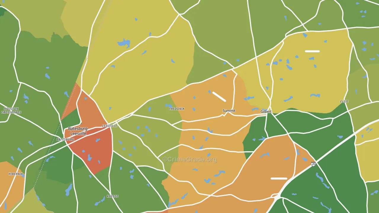 Leesville, SC Map of Theft Rates