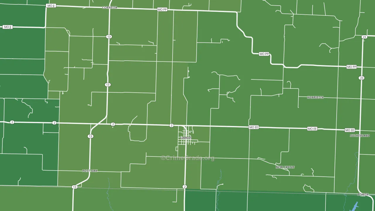 Leeton, MO Map of Theft Rates