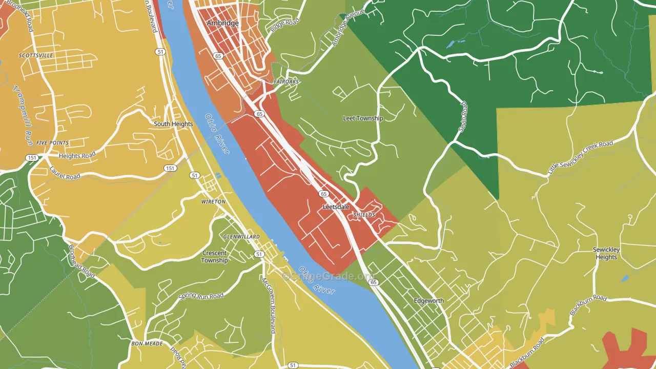 Leetsdale, PA Map of Theft Rates
