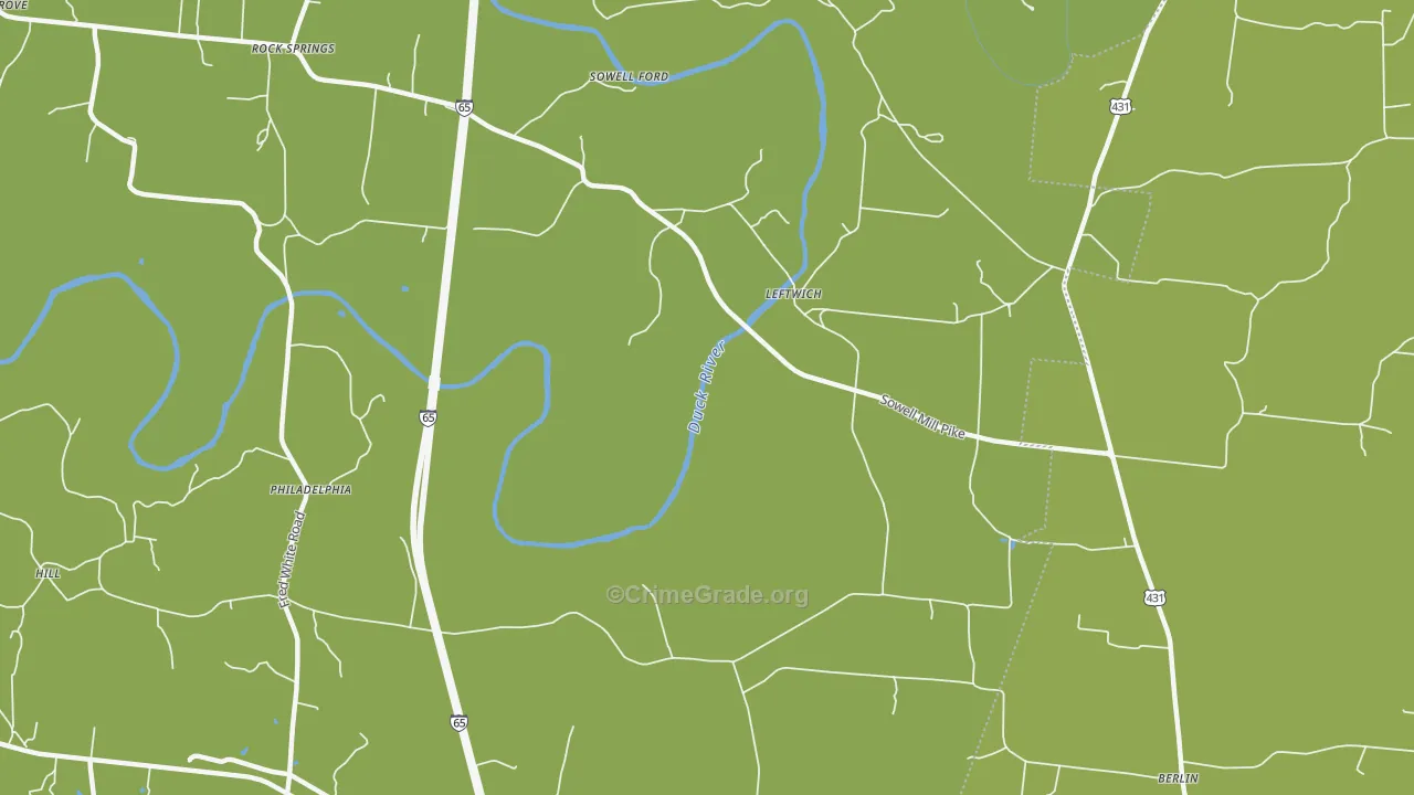 Leftwich, TN Map of Theft Rates