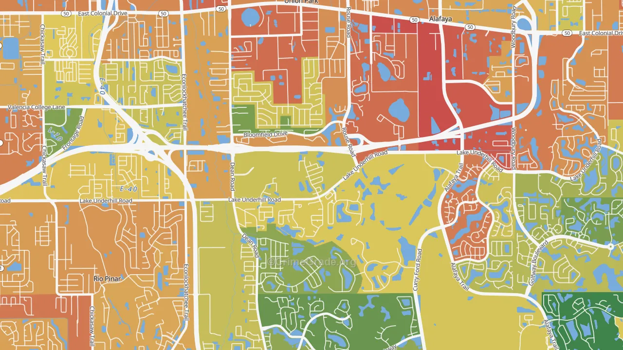 Legacy Place, Alafaya, FL Map of Theft Rates