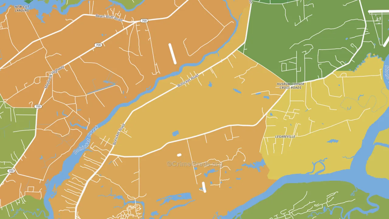Legareville, SC Map of Theft Rates