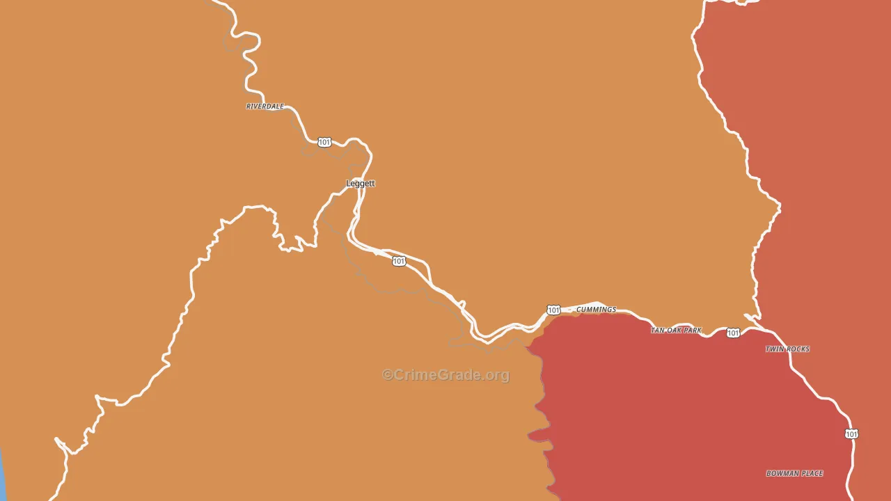 Leggett, CA Map of Theft Rates